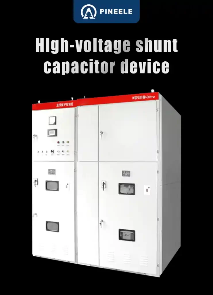 Internal capacitor banks and control circuits inside a high voltage compensation cabinet
